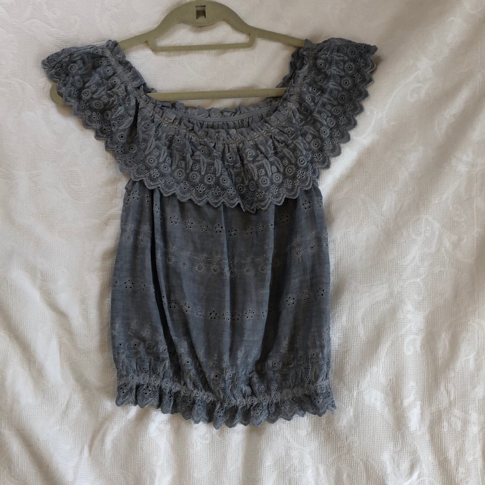 Off the shoulder blue boho shirt